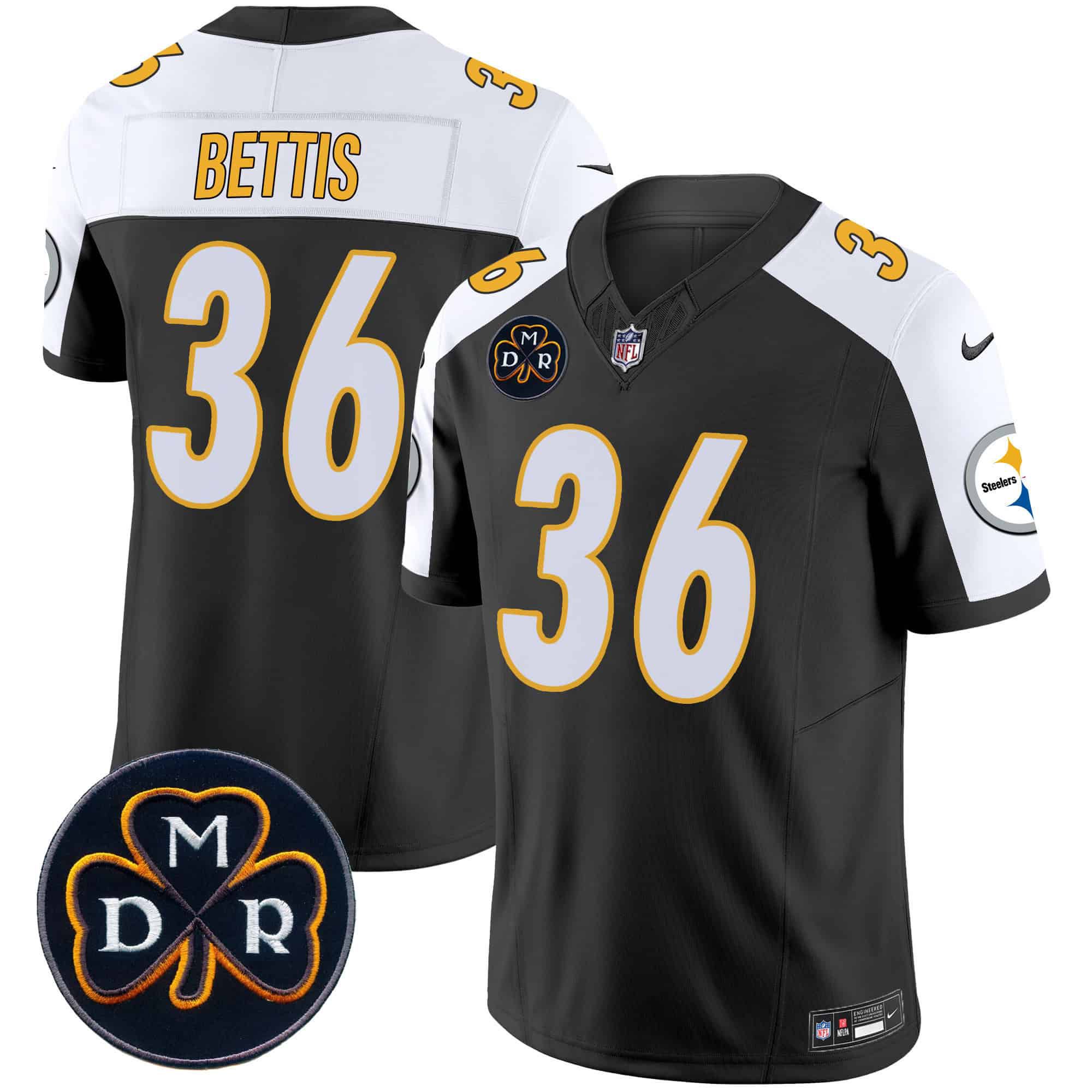 Men Pittsburgh Steelers #36 Bettis Black 2024 Nike DMR Patch Vapor Limited NFL Jersey style 1